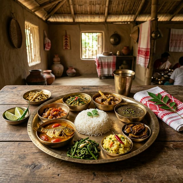Traditional Assamese Feast with Khar